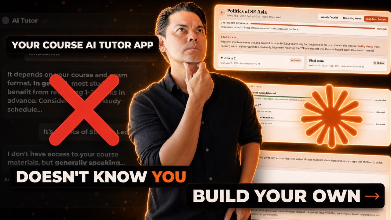 Thumbnail for video 3: The AI App for Your Class Doesn’t Know You. Build Your Own (Using Claude Cowork)